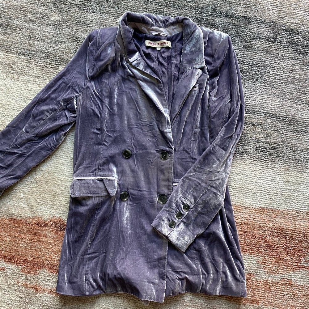 Free People Velvet Blazer in Silver Lilac